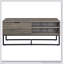 Table basse Homare en chêne rustique et finition noire avec rangement et tablette réglable pour les salons modernes