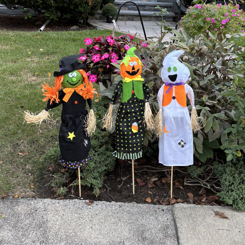 Ensemble de 3 figurines 40 "fantôme d'Halloween, sorcière, citrouille d'Halloween sur bâton