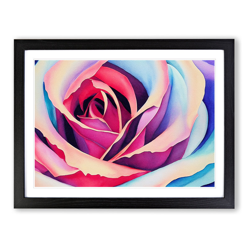 XH1022-9214X Tremendous Rose Flower - Single Picture Frame Painting, 46cm H x 64cm W x 2cm D, Black