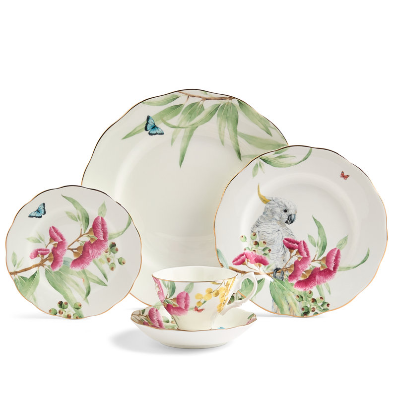Royal Albert, MK Australiana - 5 Piece Fine Bone China Dinnerware Set, Service for 1
