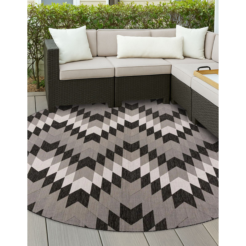 Tapis noir Aucun Nykeia, Rond 3 pi 1 po