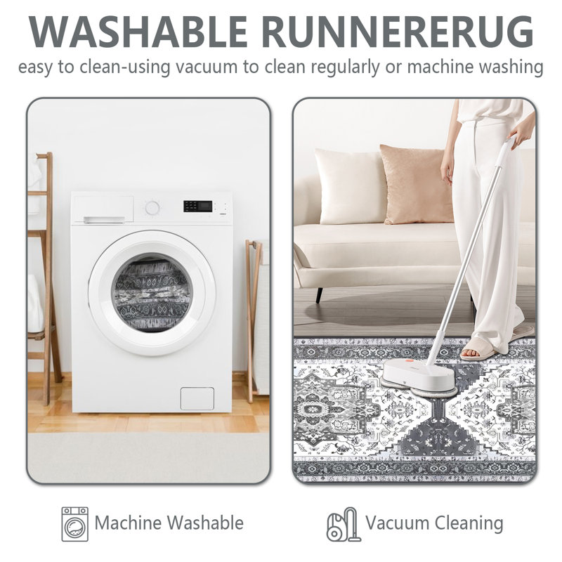 Bohemian Vintage 3-Piece Kitchen Rug Set, Non-Slip Washable Soft Kitchen Mats
