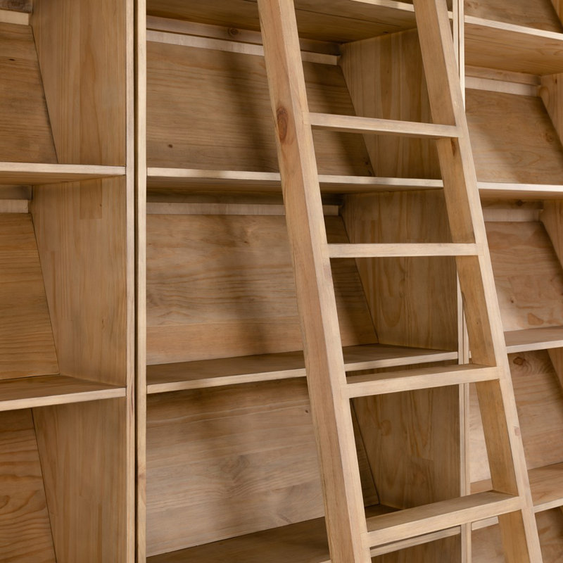Bane Solid Wood Bookcase, Smoked Pine