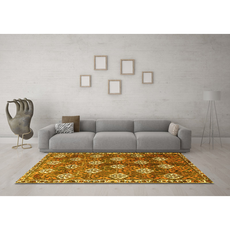 Washable Geometric Indoor Rug, Round 3'