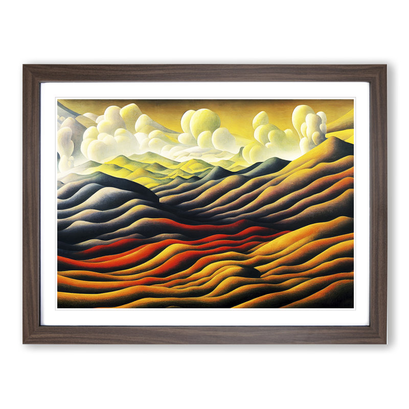 Mountain Landscape - Single Picture Frame Print, 25cm H x 34cm W x 2cm D, Walnut Framed