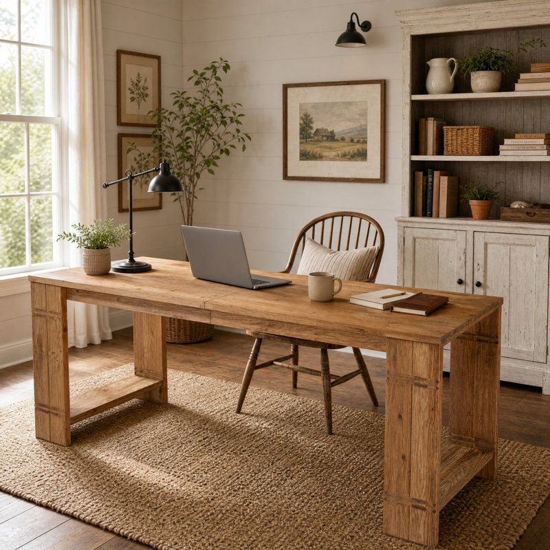 Bureau de direction extra long en bois massif de 78,7 pouces, bureau double pour ordinateur