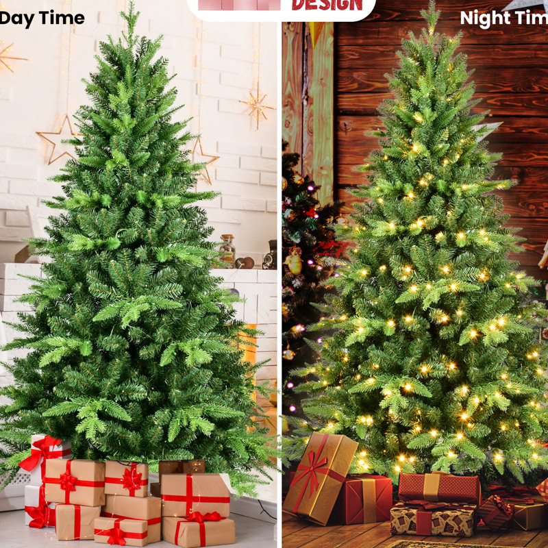 Arbre de 5 pi avec 250 lumières à DEL blanc chaud, 850 pointes d'apparence réaliste, mélange Pe + pour une construction naturelle et durable, support en métal à charnières, décoration de Noël de Noël réaliste et durable