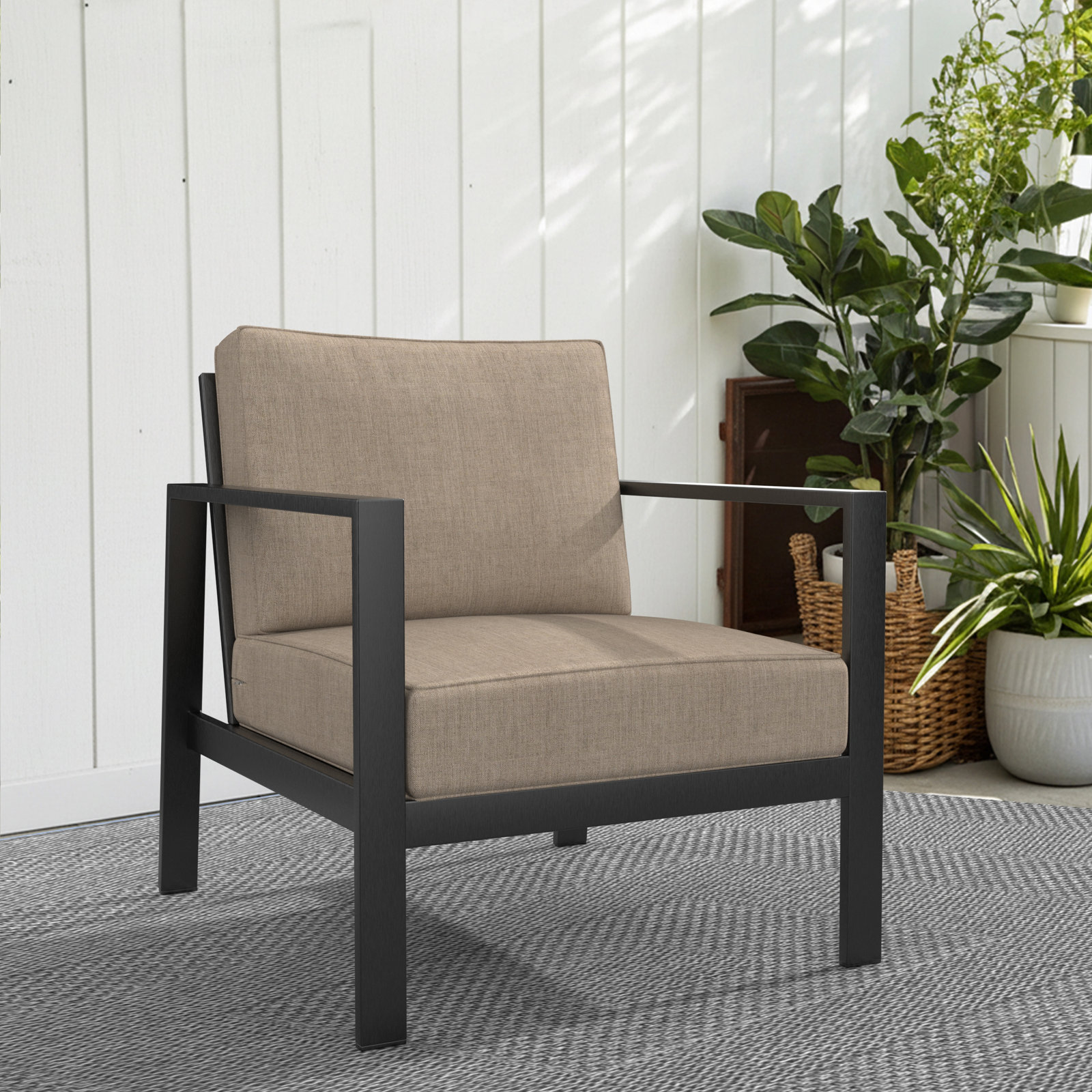 Lani 25" Sunbrella® Seat and Back Cushion, Cast Ash Sunbrella® Plainweave