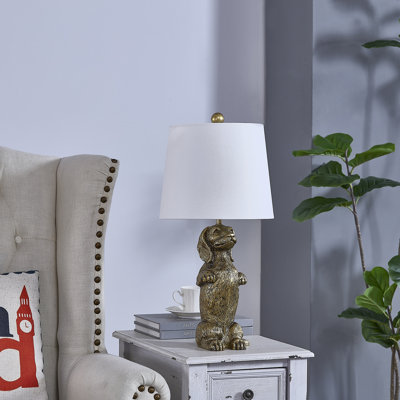 Lampe de table 22,5 "H en résine de teckel avec abat-jour