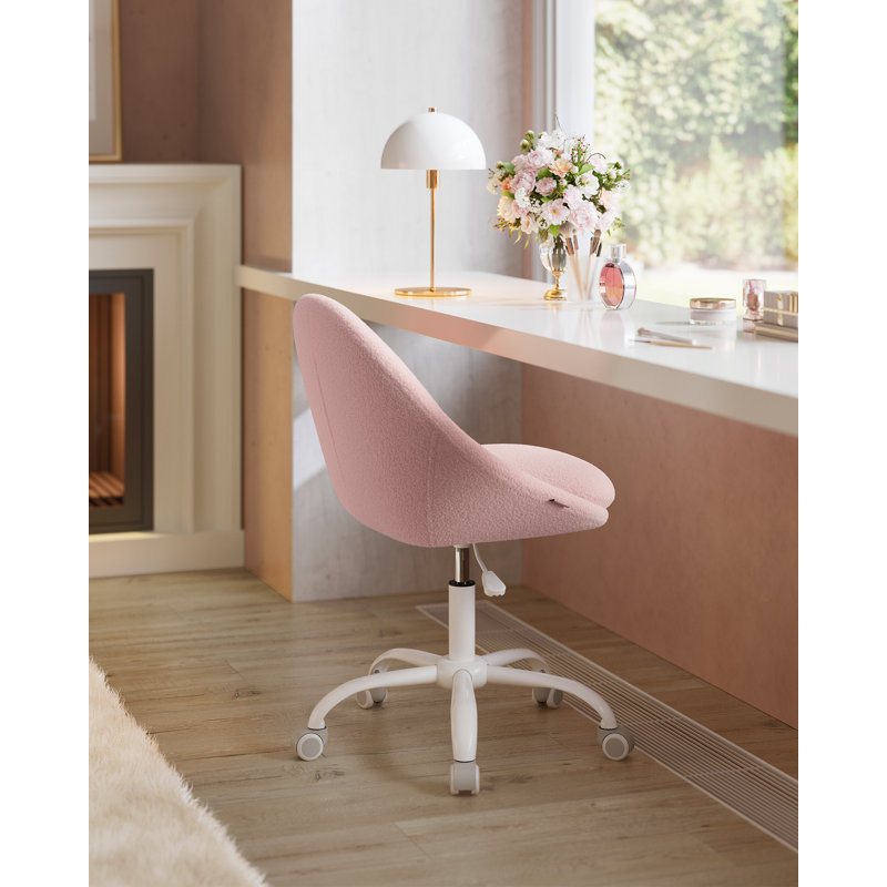 Akon Office Chair, Pink Teddy, White