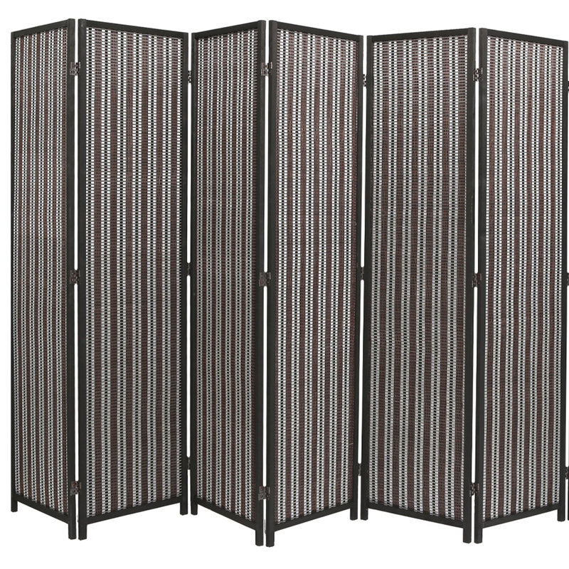 Paravent en bois massif Akridge, Noir, 6