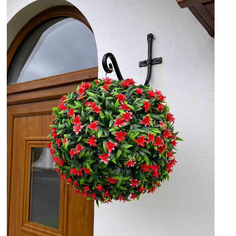 Faux Plant, Red, 23cm H x 23cm W x 23cm D