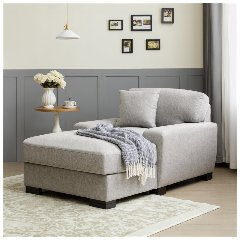 Chaise longue rembourrée Yulinda, Velours gris
