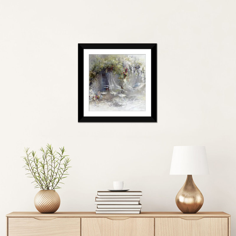 «Just Peace», reproduction sur toile, H 16 po x l 16 po x P 1 po, Papier d'art encadré noir, Blanc