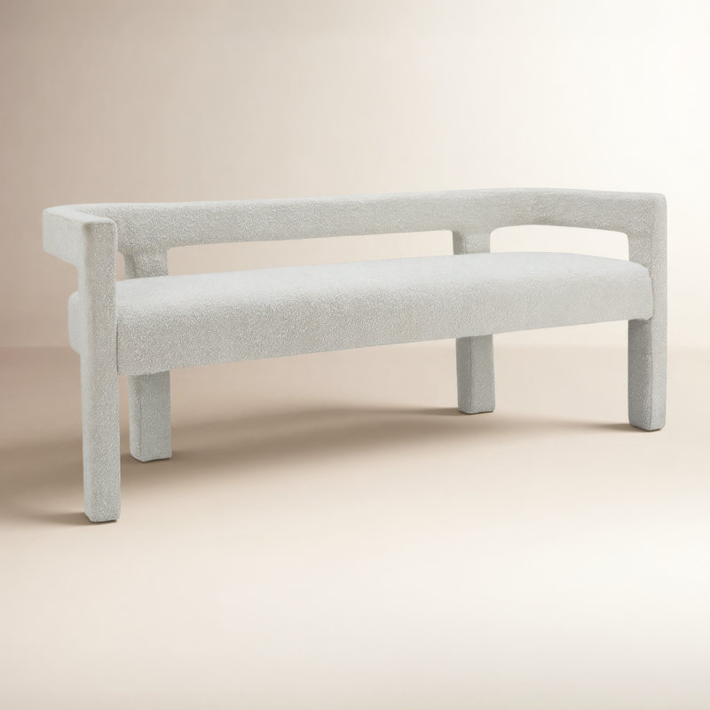 Cedernier 67" Boucle Bench, Cream Boucle Fabric