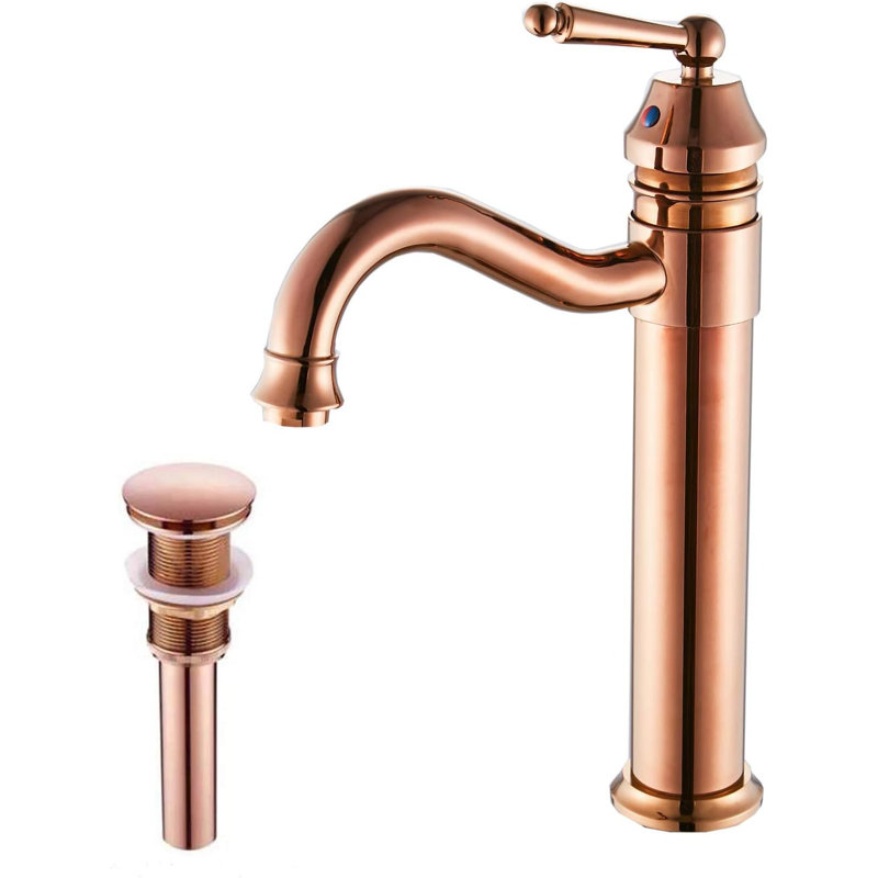 Lavabo vasque de salle de bain à poignée simple en cuivre 9320H avec bonde escamotable sans trop-plein, Cuivre