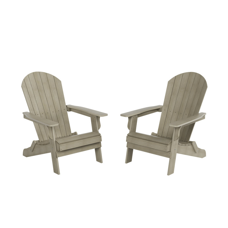 Arrlo Foldable Outdoor Adirondack Set, Weathered Gray