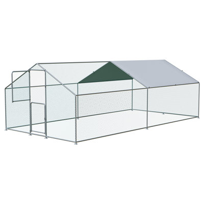 Large Metal Chicken Coop with Galvanized Hardware Cloth, Outdoor Large Walk-In Poultry Cage with Waterproof Cover For Up To 40 Chickens