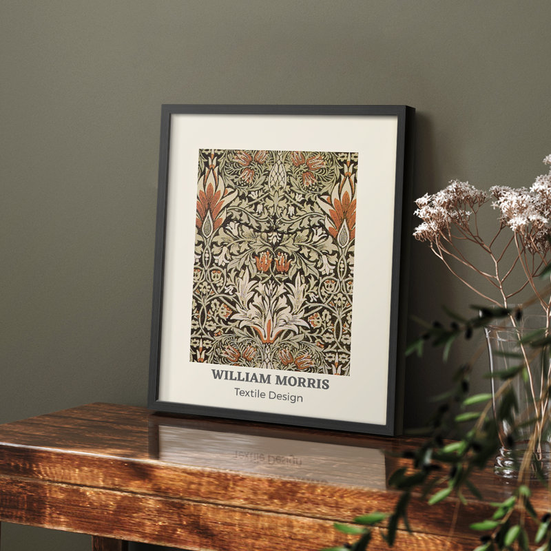 William Morris, reproduction encadrée CXI, Noir, H 14 po x l 11 po