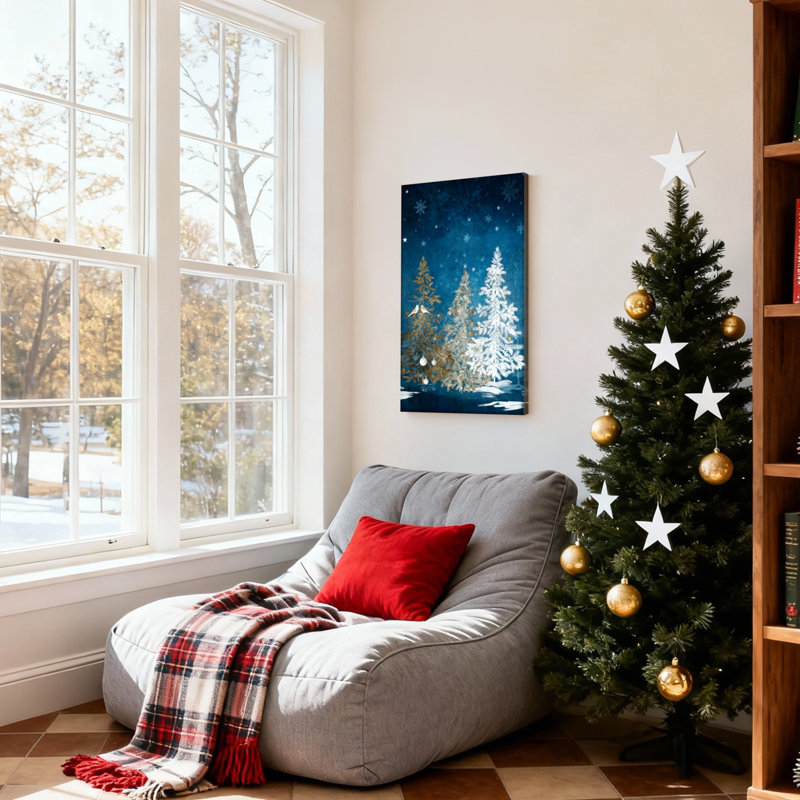 Ensemble de 3 impressions sur toile, flocons de neige, étoiles, oiseaux, ciel nocturne, H 30 po x l 20 po
