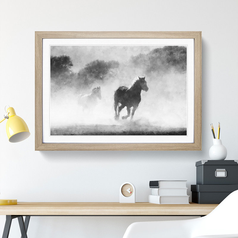 Horses - Picture Frame Painting Print, Oak Framed, 33cm H x 45cm W x 2cm D
