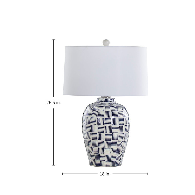 Liora Table Lamp, Blue Patterned Glaze