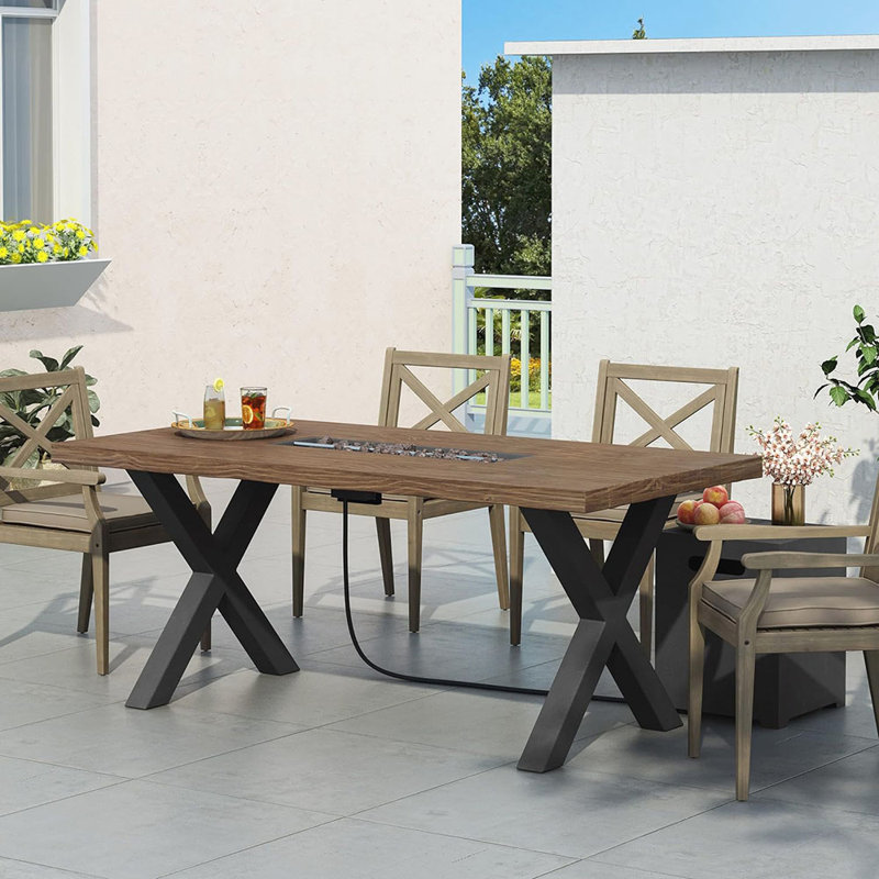 Table d'extérieur d'extérieur au propane en béton, Brun