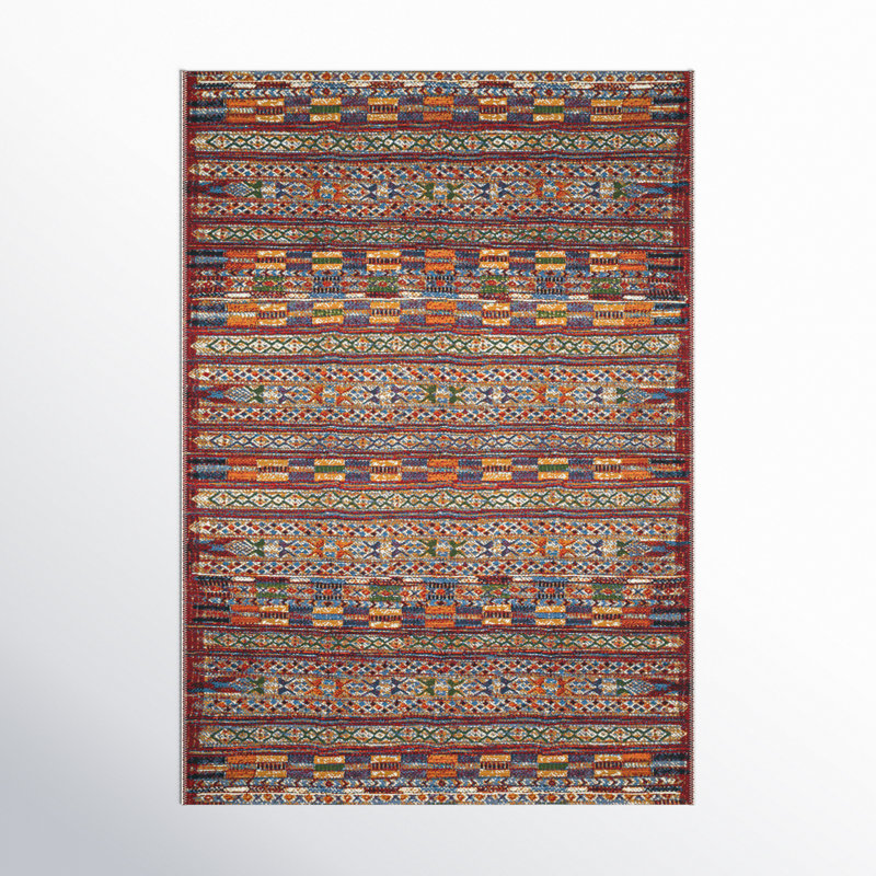 Tapis géométrique abstrait intérieur / extérieur tissé à la machine, Rectangle 7 pi 10 po x 11 pi 2 po