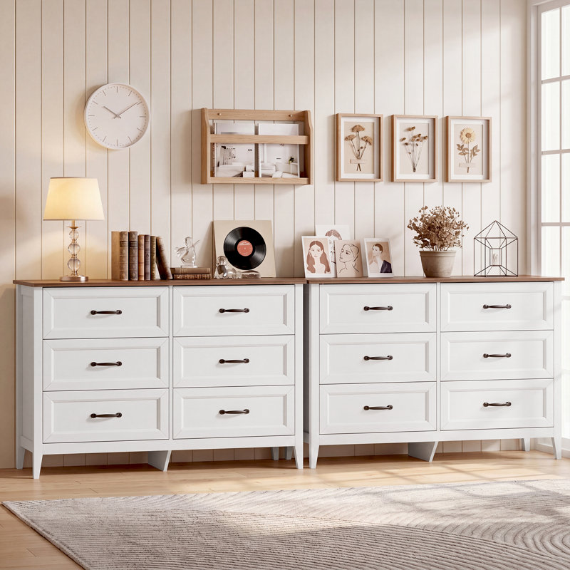 Commode double à 6 tiroirs Masad, Blanc