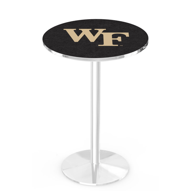 Round Metal Base Dining Table, Chrome, Wake Forest University