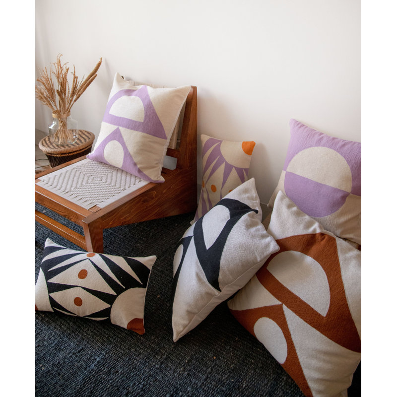 Zaza Wool Square Pillow Cover, White/Brown