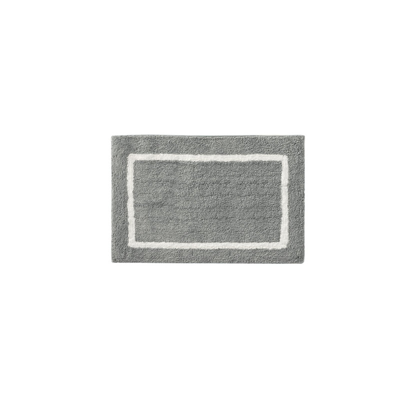 Tapis de bain réversible en microfibre touffetée à poils longs, Gris, L 34 po x l 21 po