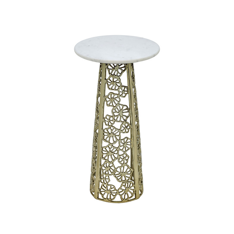 Table d'appoint avec plateau décoratif en marbre et table d'appoint moderne avec base en aluminium