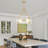 5 - Light Black Dimmable Modern Drum Chandelier With Textured Glass For Dining Room Or Living Room-2061904216
