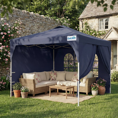 Quictent 10x10 FT Pop-Up Canopy Tent Adjustable Height Instant Shelter One Push Setup, Portable Outdoor Gazebo for Parties, Market, Camping, Beige