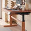 Cherry Wood Colour + Black Rectangular Hight adjustable Solid Wood + Carbon Steel with 2 drawers desk-921754194