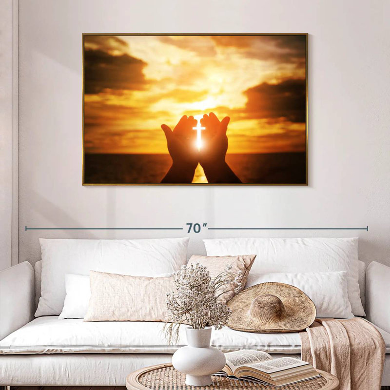 Religion, 46 po x 31 po, Cadre flottant doré
