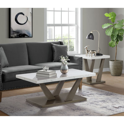 Letara 2 - Piece Marble Top Living Room Table Set