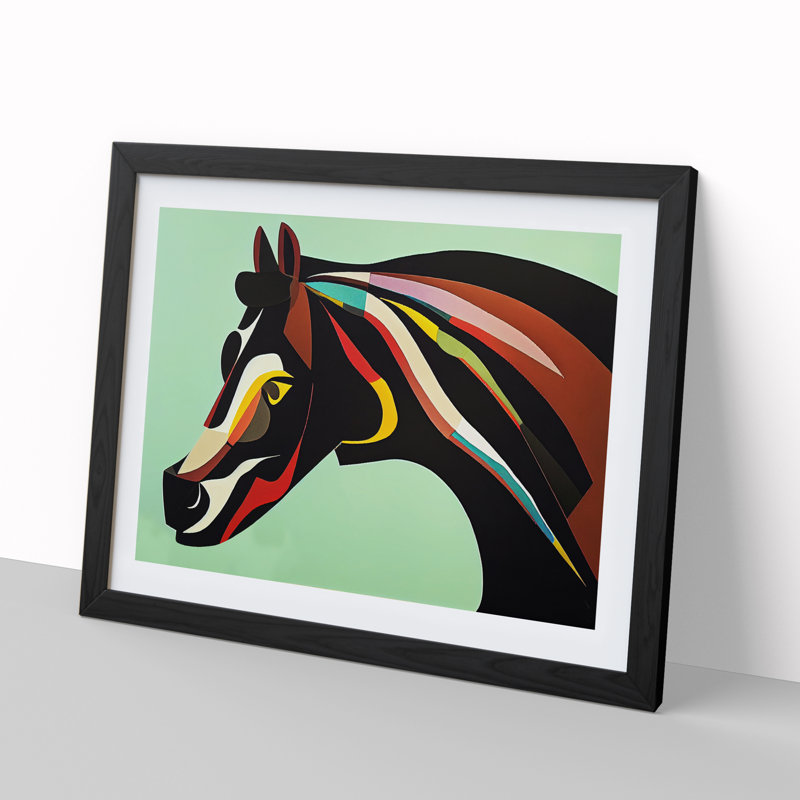 Sensational Horse Abstract - Framed Print, Black , 46cm H x 64cm W x 2cm D