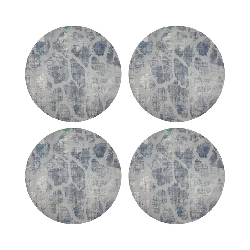Giraffe Holiday Vegan Leather Round Coasters, Opulence