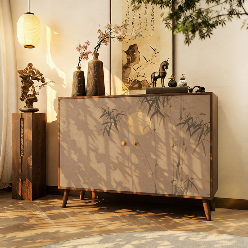 Armoire d'entrée en bois massif pour le salon
