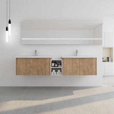 Soft Close Doors Bathroom Vanity With Sink And Shelves, 36" And 12" Combination Cabinet