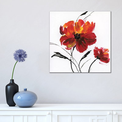 Red Poppy Splash III by Nan - Wrapped Canvas Painting