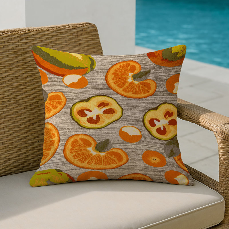 Indoor and Outdoor Throw Pillow, Square 16", Kumquat