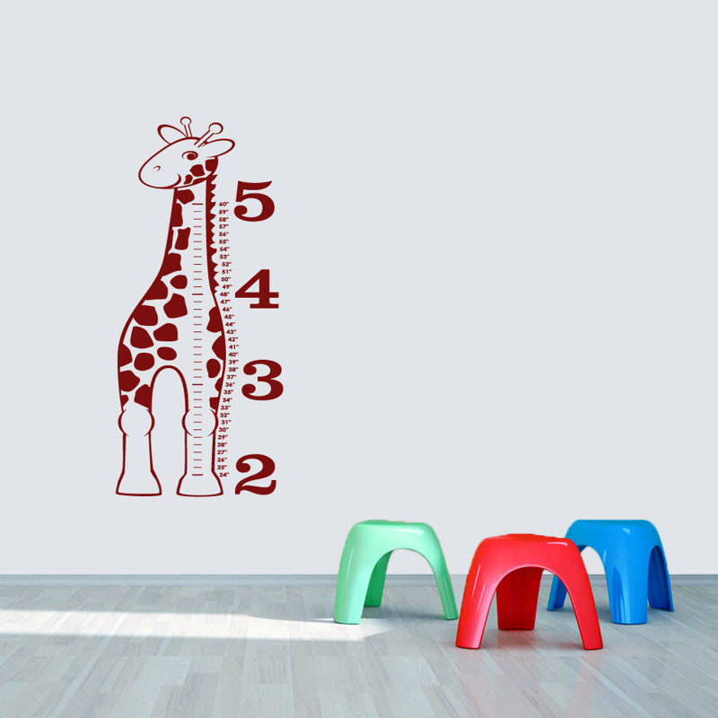 Animals Non-Wall Damaging Growth Chart Decals, Cranberry