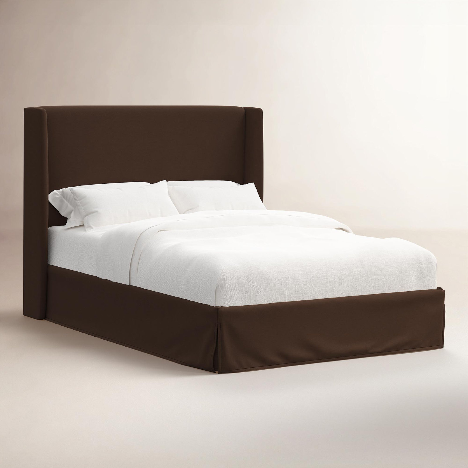 Wingback Pine Bed, King, Classic Linen Chocolate