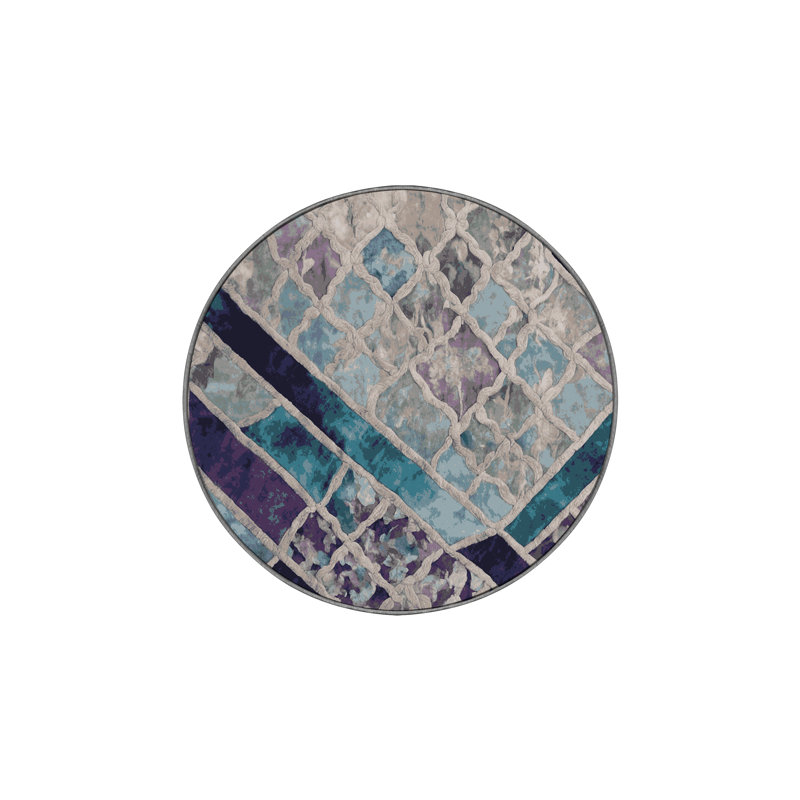 Machine Washable Gray Area Rug, Round 8'