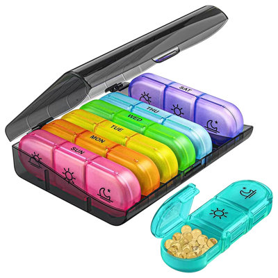 storage boxs 21 Compartments Per Day Convenient Plastic Sealed Pills Storage Box For Morning Afternoon And Evening