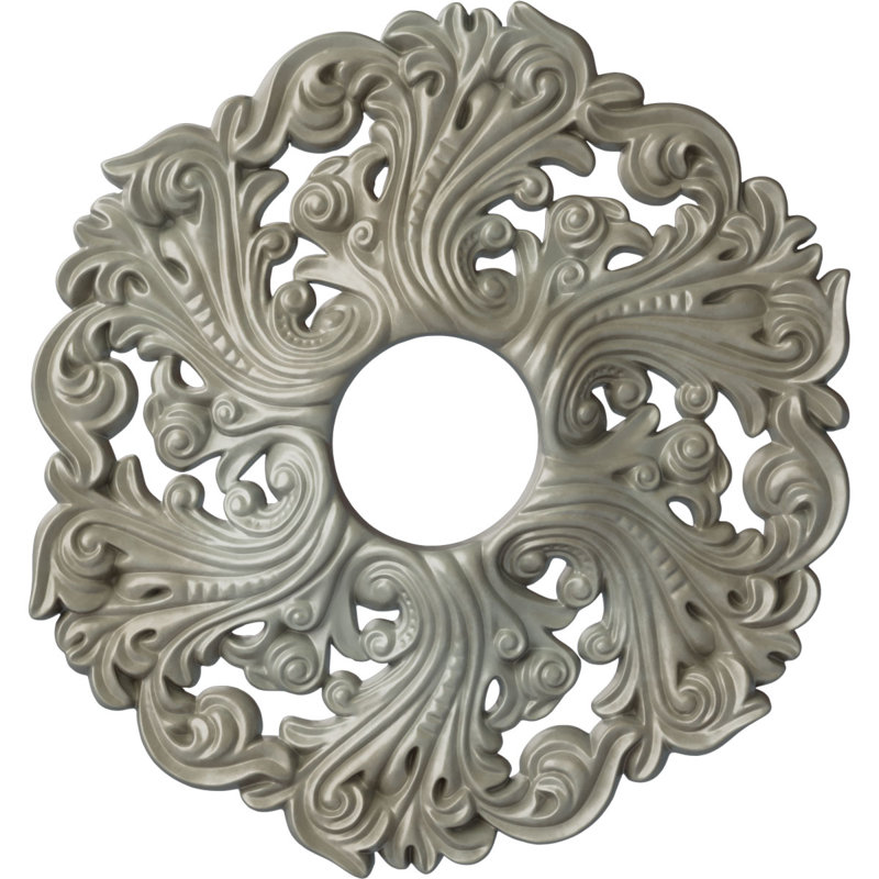 Médaillon de plafond Endurathane Saverne, l 18 1/2 po x H 13 1/2 po x P 1 7/8 po, finition étain peinte à la main, Doré Flash