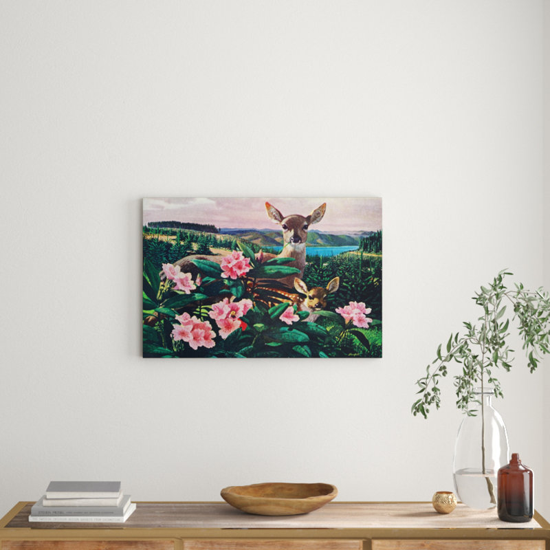 Doe And Fawn by Curtis Publishing - Wrapped Canvas Print, 51cm H x 76cm W x 3.81cm D